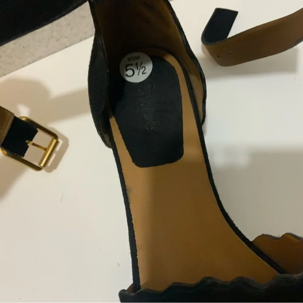 Chloe Black Suede Lauren Espadrille Wedge Sandals Size 36